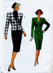9658 EZ VOGUE 1-2 BREASTED LS 1 BUTTON JACKET, SKIRT PATTERN 8-18 2 SIZES choice
